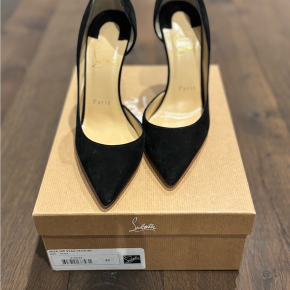 Christian Louboutin Iriza 100 Black Suede Heels 36 - Picture 7 of 9